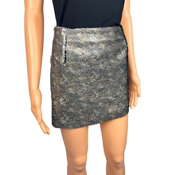 NWT Free People Skinny Sequin Camo Mini Skirt - Picture 3 of 7